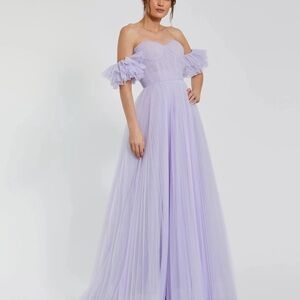 Mac Duggal Lavender Tulle Off-Shoulder Dress
